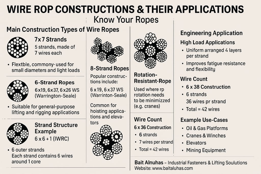 steel wire rope used in crane operations at a construction site