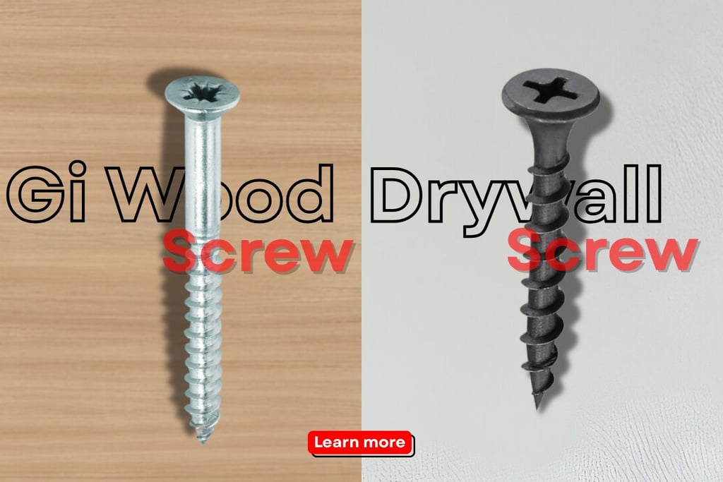Comparison of wood screws vs. drywall screws, highlighting their key differences and best applicatio