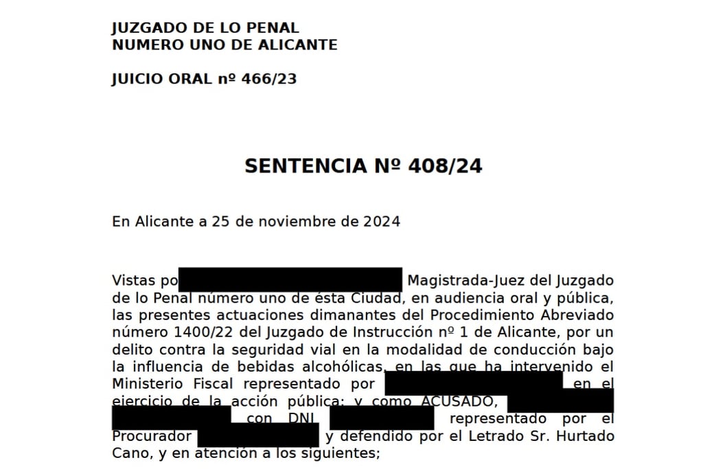sentencia caso éxito alcoholemia