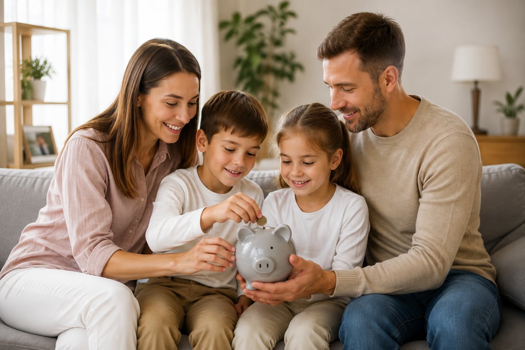 familia ahorrando
