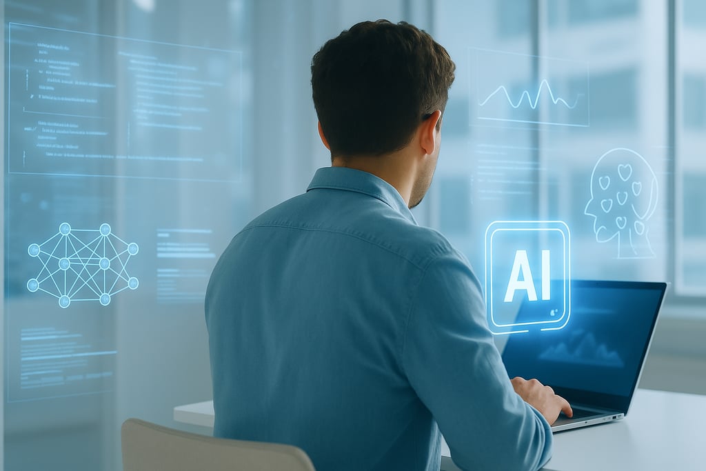 AI Engineer working on laptop