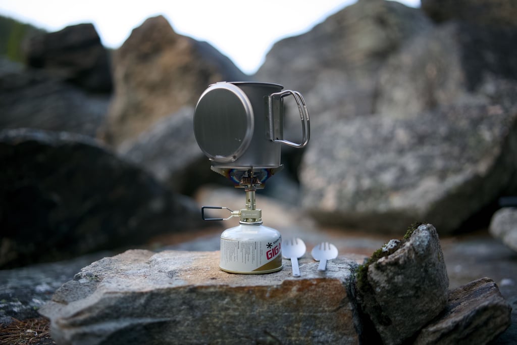 Snow Peak Trek 700 on top of titanium backpacking stove.