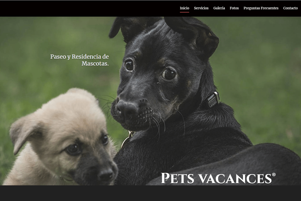 screenshot of one of the petsvacance's webpages