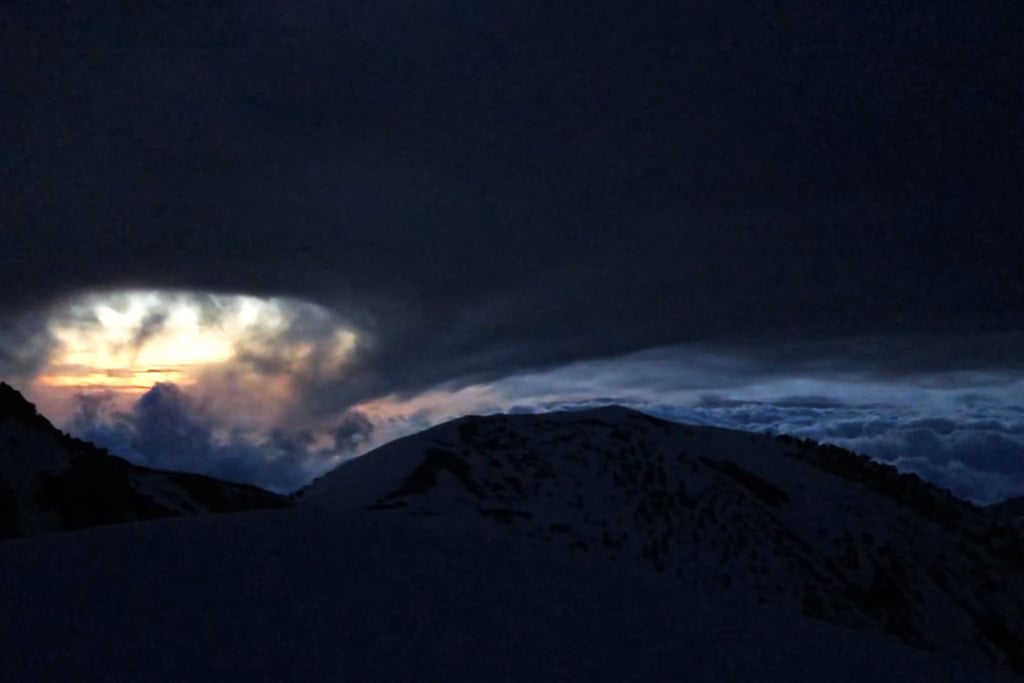 Winter Storm Sunrise at the Baldy Bowl | Mount San Antonio (Mount Baldy) | San Gabriel Mountains