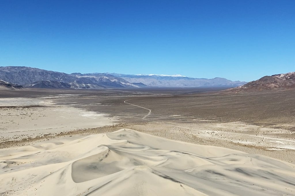 Looking at the Inyo Mountains from the Eureka Dunes, Death Valley National Park
