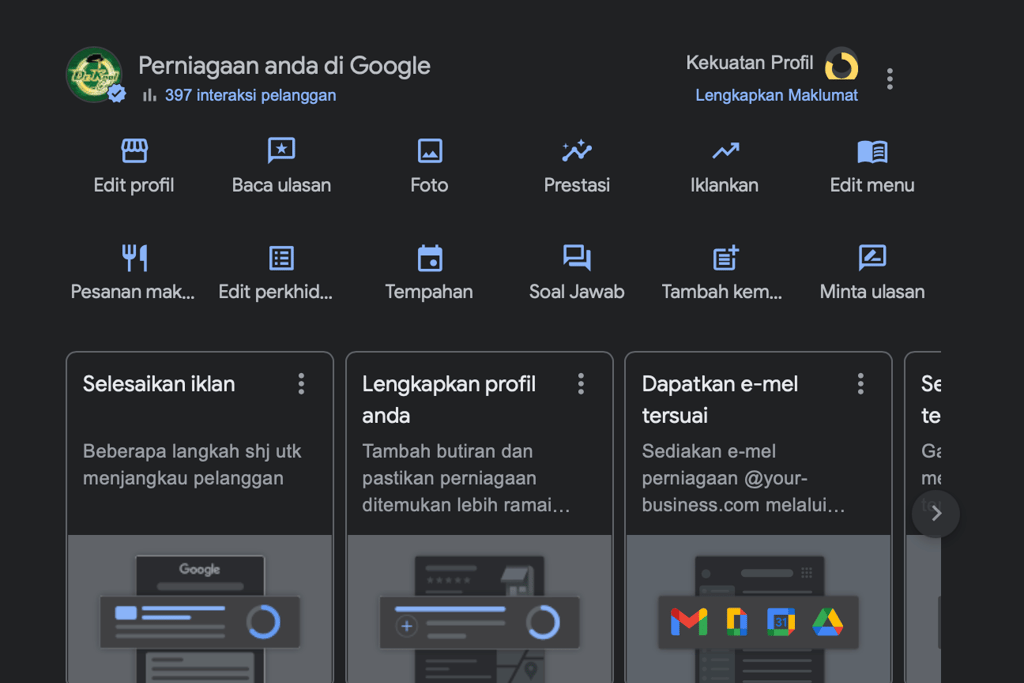Google Business Profile interface