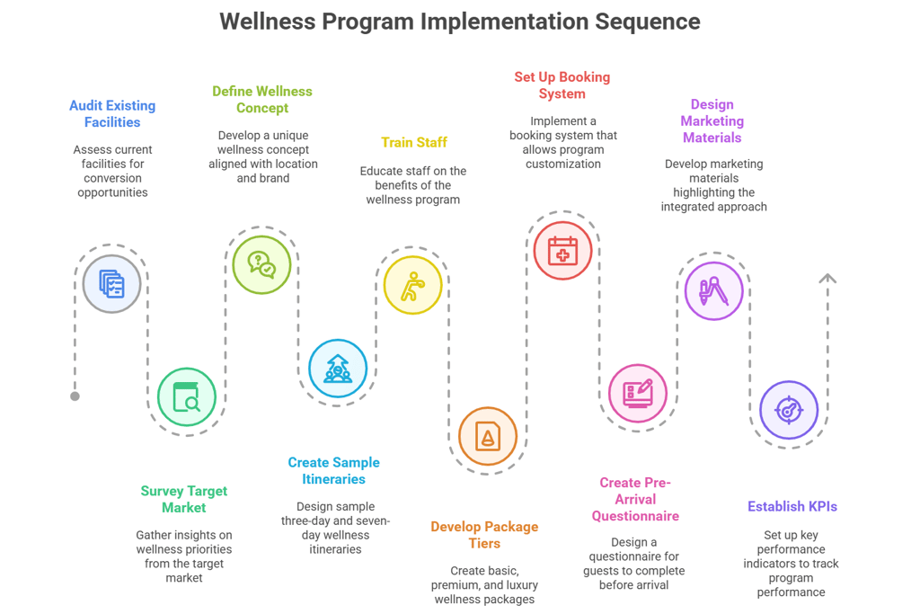 infographic showing wellness program implementation sequence