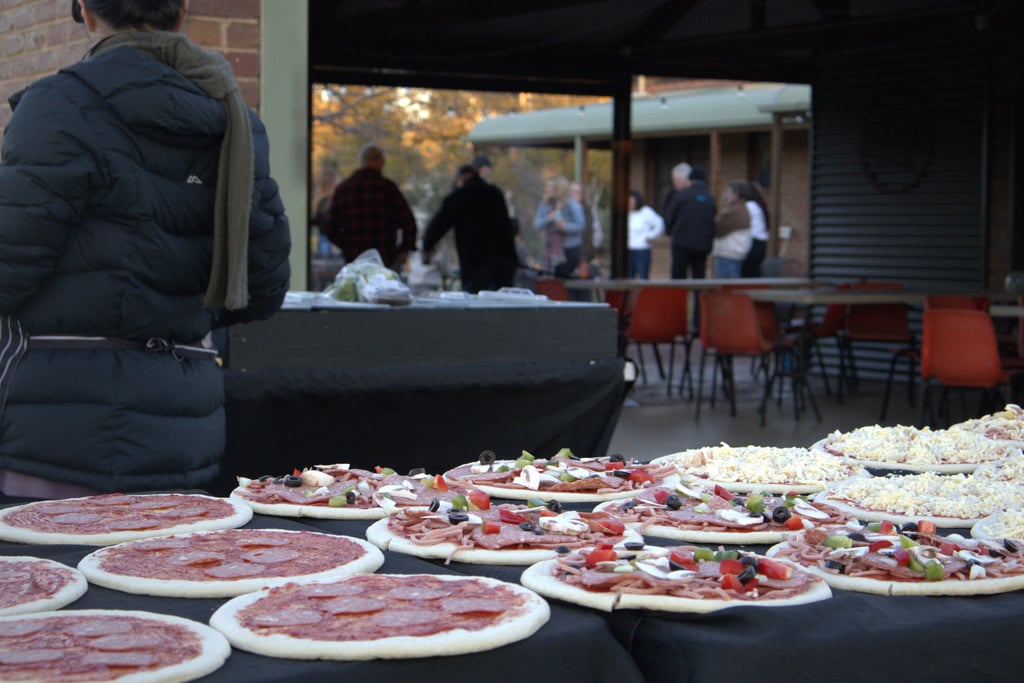 Our team preparing pizzas at a party in country Victoria.