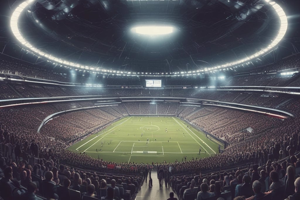 Big football stadium with large crowd