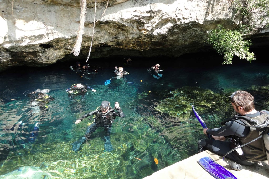 mexico chac mool cenote diving gearing up