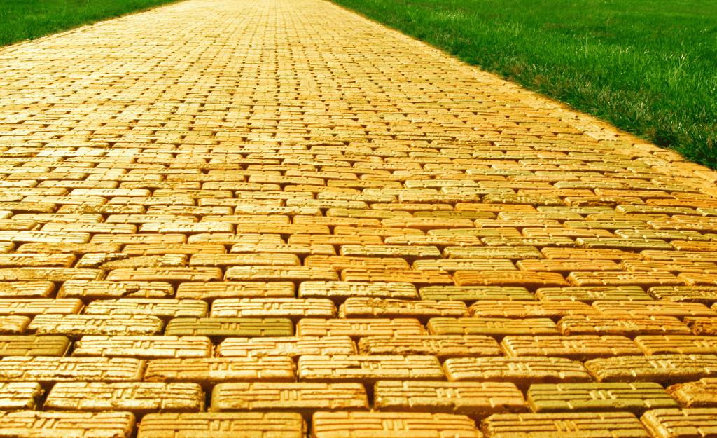 Bright yellow brick road