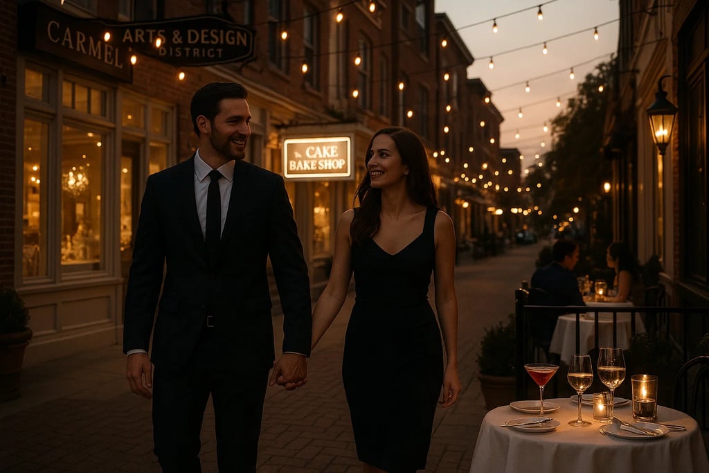 well dressed man and woman on an evening stroll
