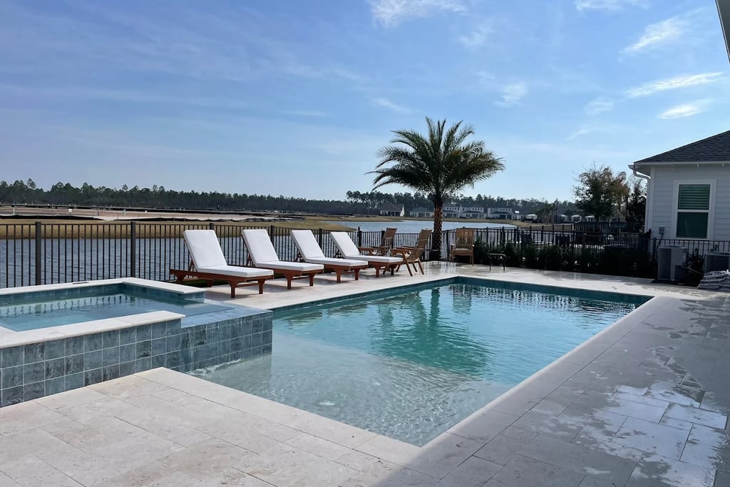pool with palm trees