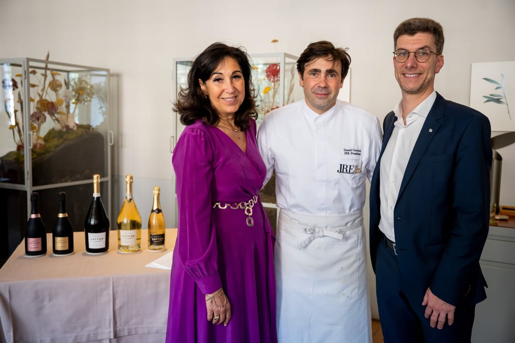 Mimma Posca, Daniel Canzian e Alexandre Cattier durante la presentazione degli Champagne Cattier a Milano