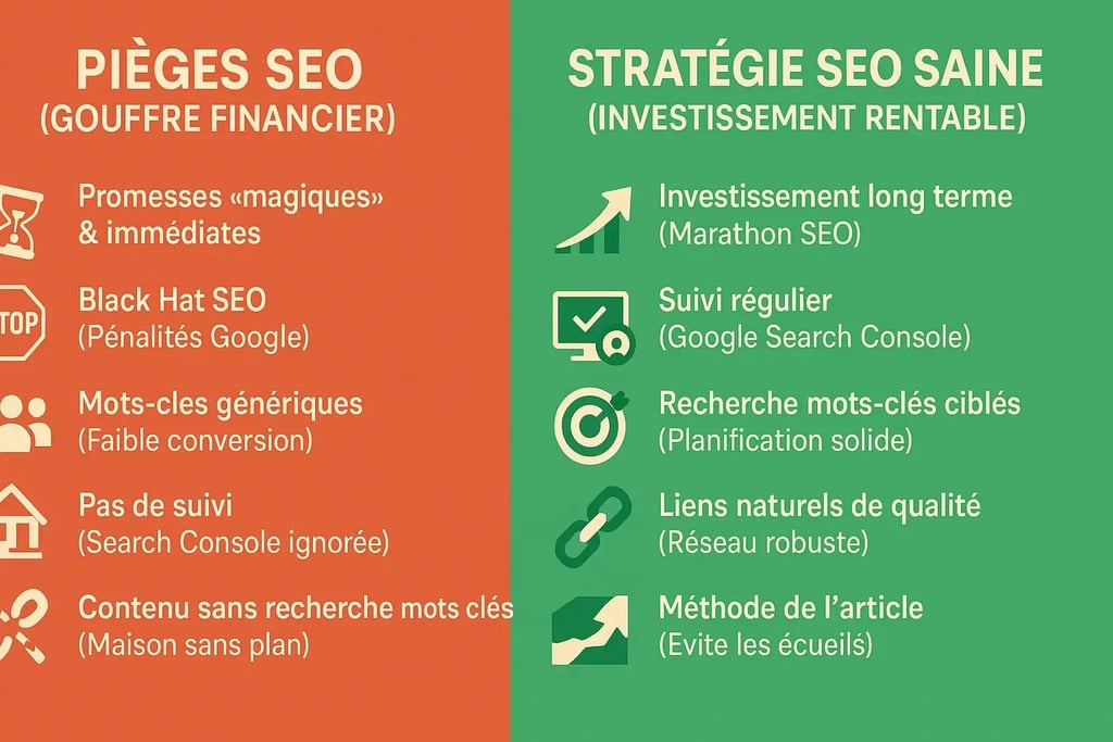 Infographie SEO : pieges vs stratégie seo