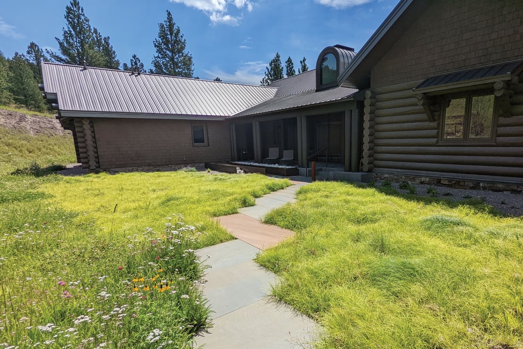 a house with a path leading to an alternative lawn