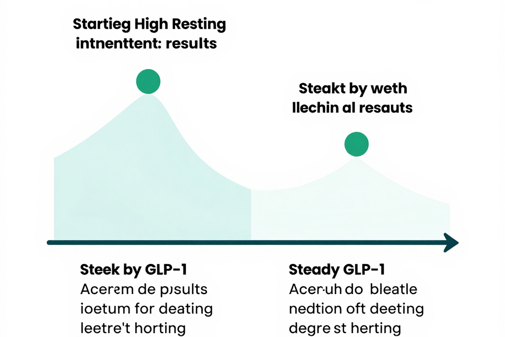 Intermittent fasting weight loss timeline showing plateau versus GLP-1 sustained success before and