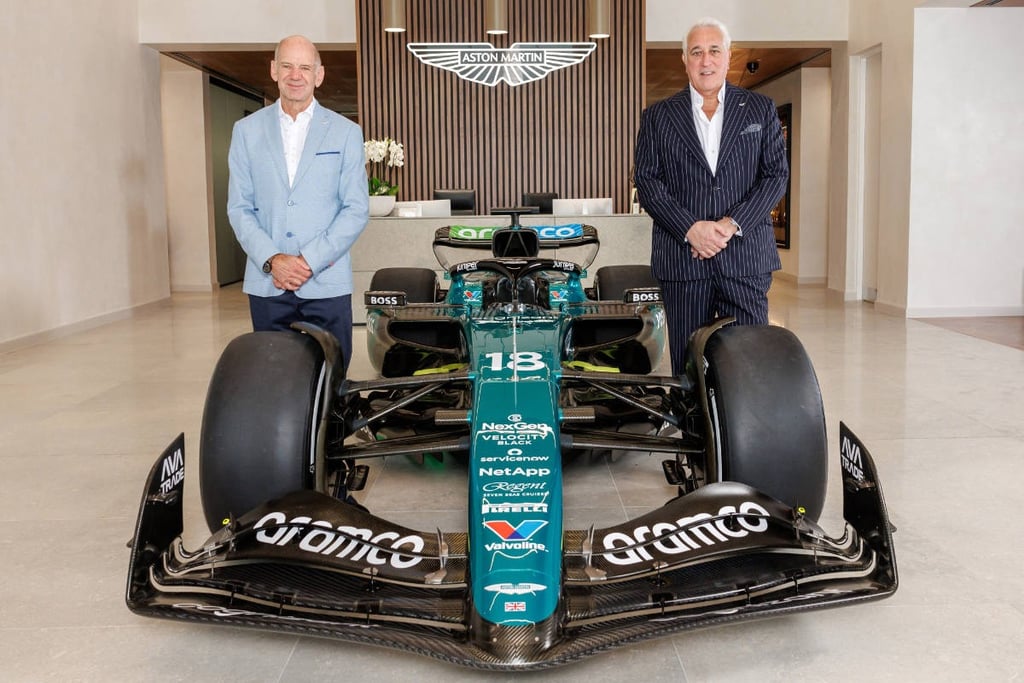 Adrianas Newey Lawrence'as Strollas Aston Martin Formulė-1