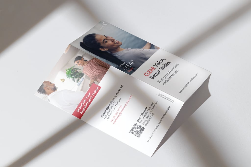 Patientenflyer für die Sehkorrektur mit CLEAR von Ziemer.