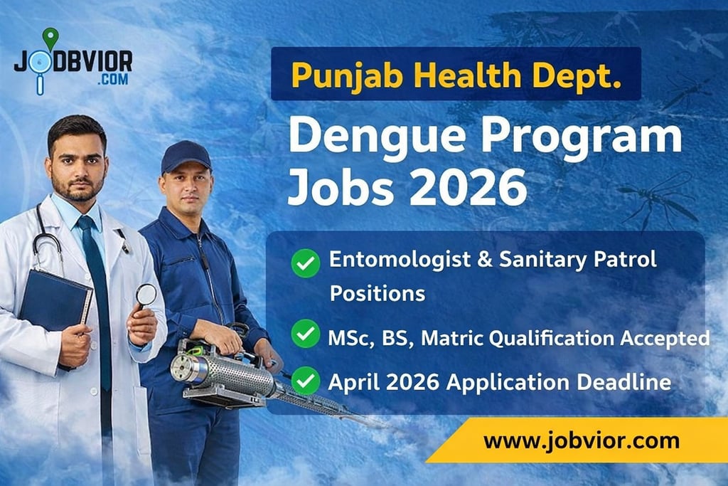 Apply for Punjab Dengue Program Jobs 2026 for Entomologist and Sanitary Patrol before April deadline