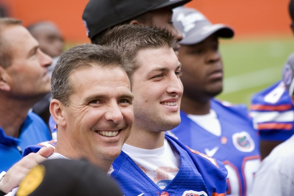 tim tebow and urban meyer at university of florida football game