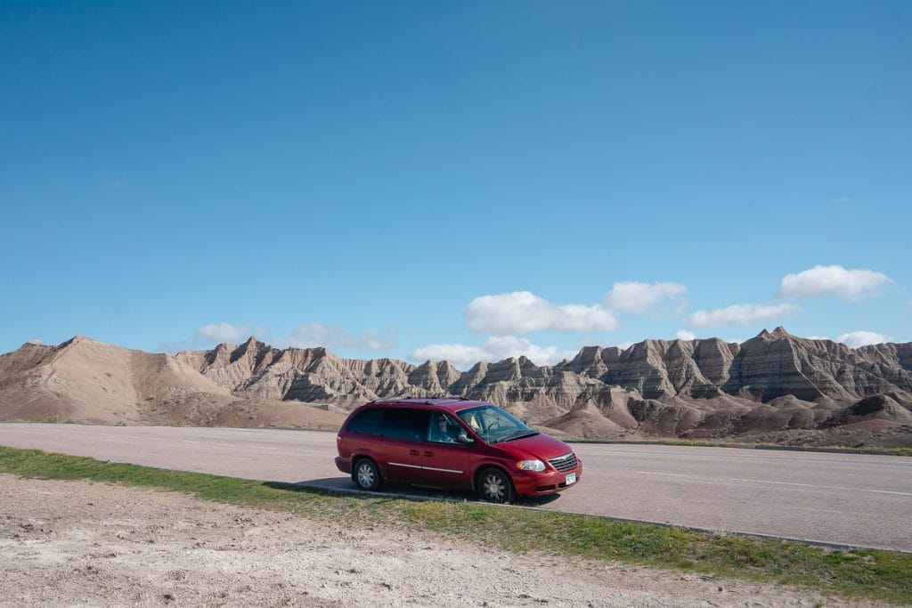 Minivan on scenic Four Corners highway – ideal family cars Four Corners region vehicle
