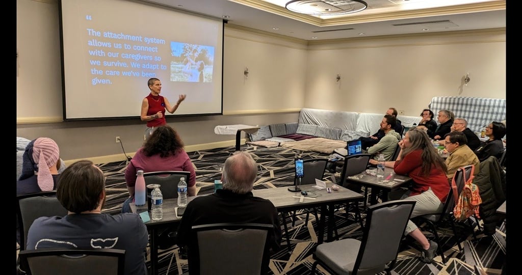 Kassandra teaching on attachment at HCC 2025. Photo by Jen I