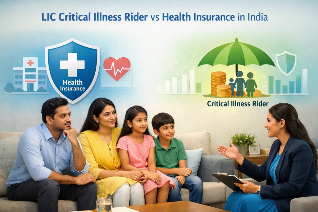 LIC Critical Illness Rider vs Health Insurance in India financial protection for families