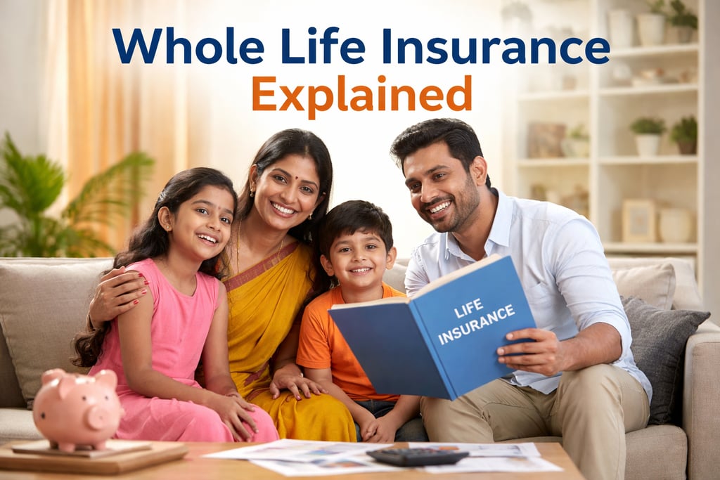 Whole Life Insurance explained illustration showing lifetime coverage, savings, investment.