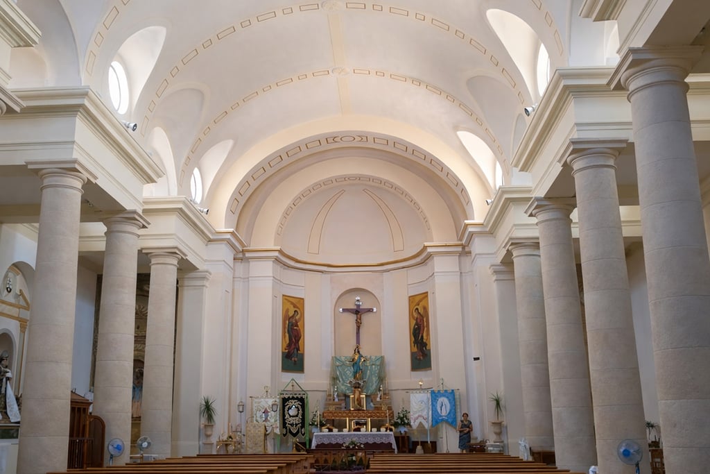 Interior of the Church of the Assumption, in Villanueva del Río Segura, designed in neoclassical sty