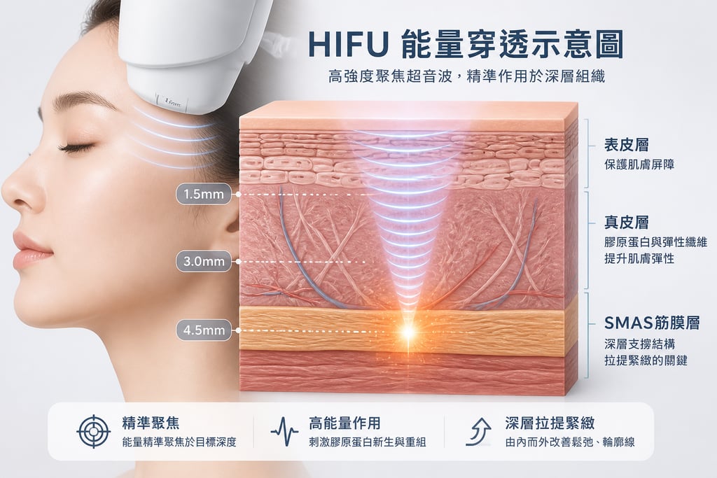 HIFU能量穿透示意圖