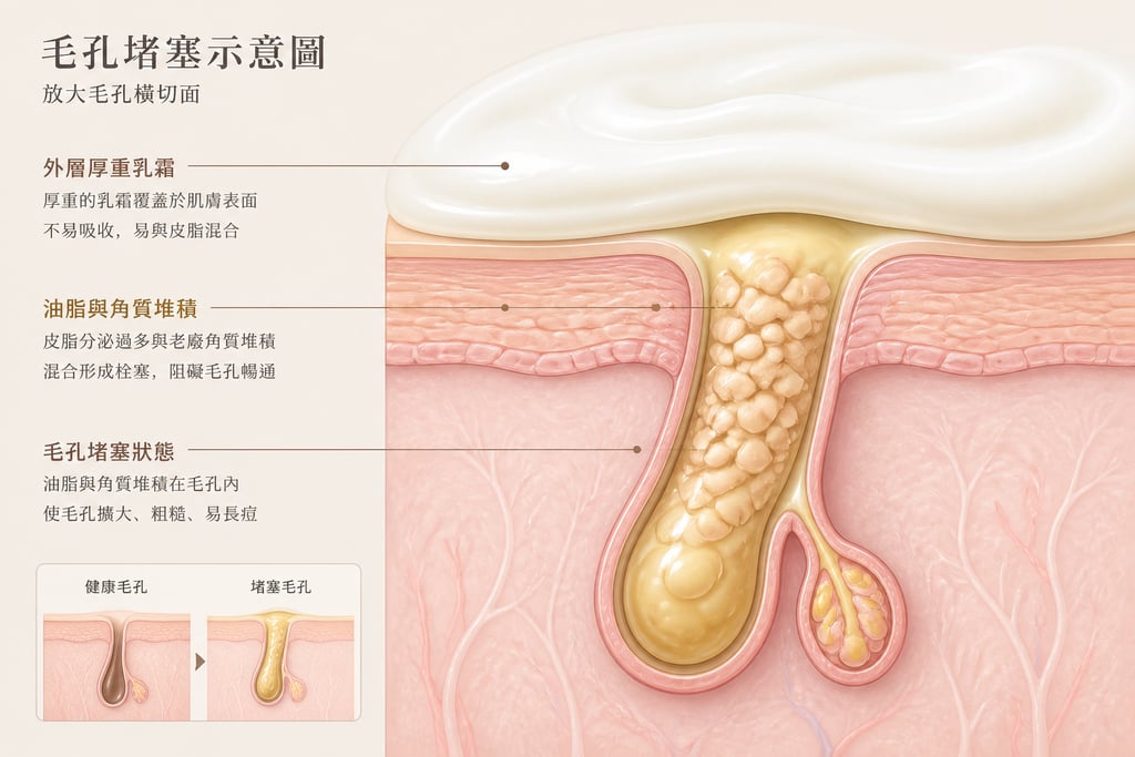 毛孔堵塞示意圖