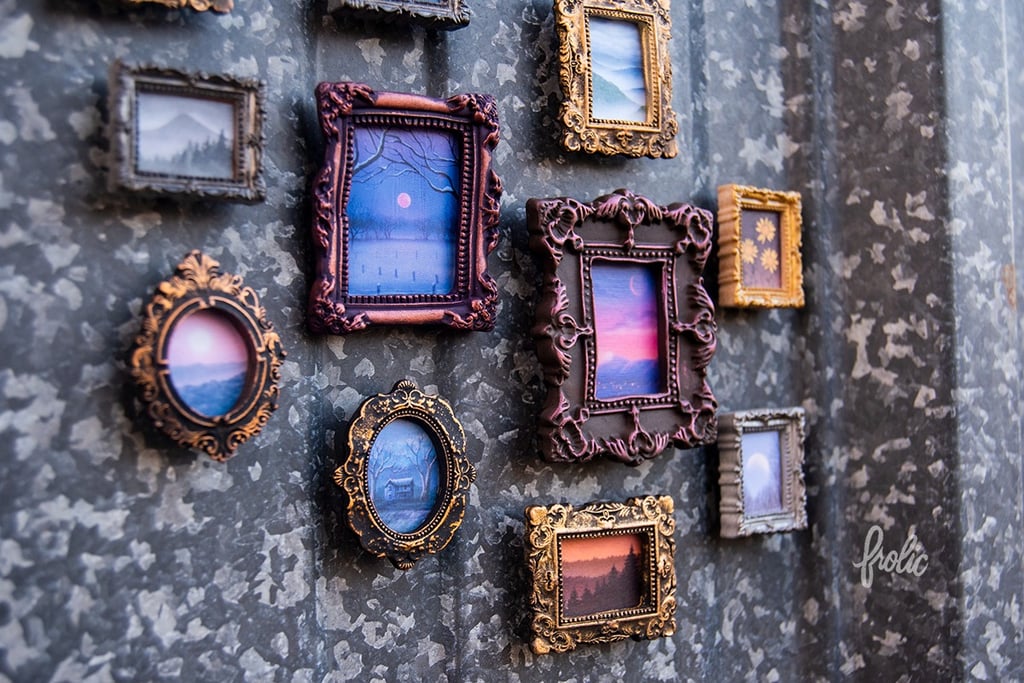 Tiny versions of original artworks. Handmade clay frames.