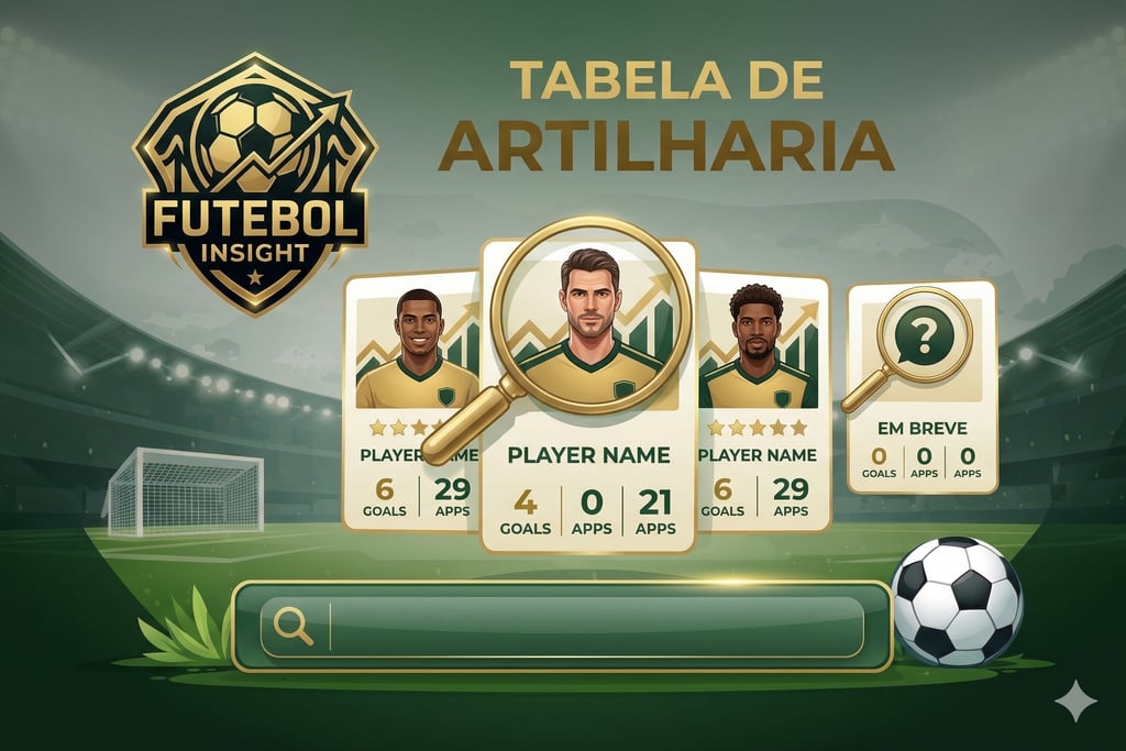 Banner Tabela de Artilharia: análise sobre os artilheiros no Brasil e no mundo no portal Futebol Insight.