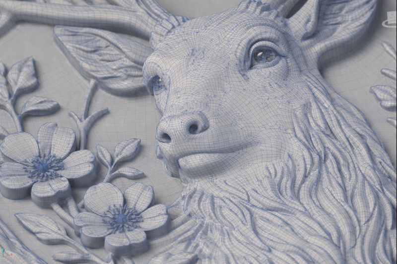 Previsualización digital 3D de perchero personalizado con diseño floral antes de la fabricación CNC