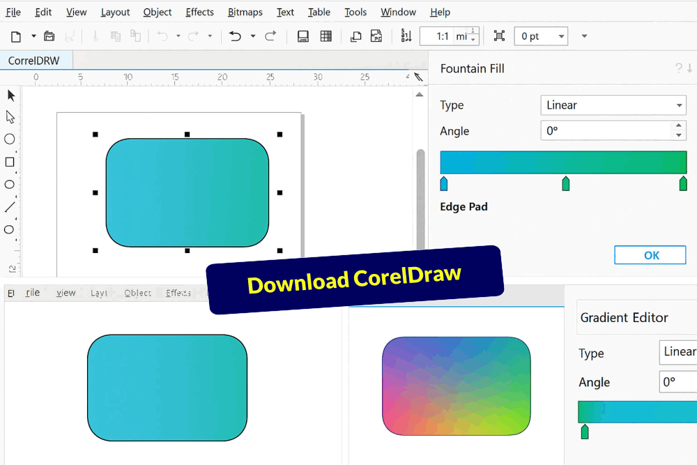 Creating multi-color gradients in CorelDraw