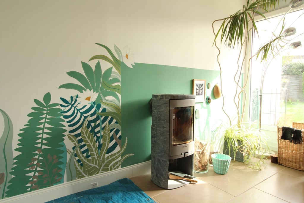 Fresque inspirée douanier Rousseau salon particulier peinture murale sur mesure Ifs Caen Normandie