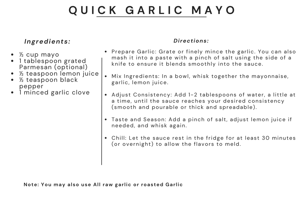 garlic mayo recipe card