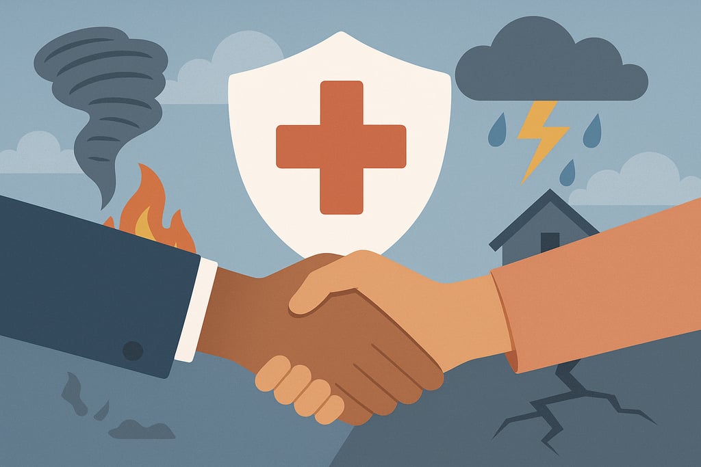 a man shaking hands with a shield shield