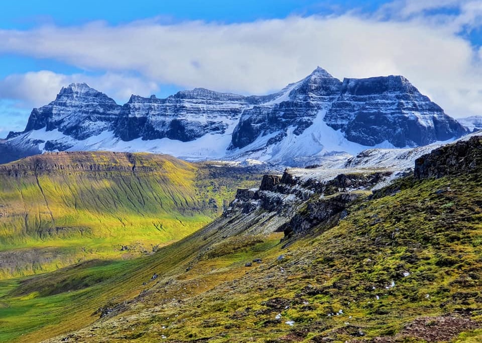 The mountains surrounding Borgarfjörður Road in the Eastfjords of Iceland
