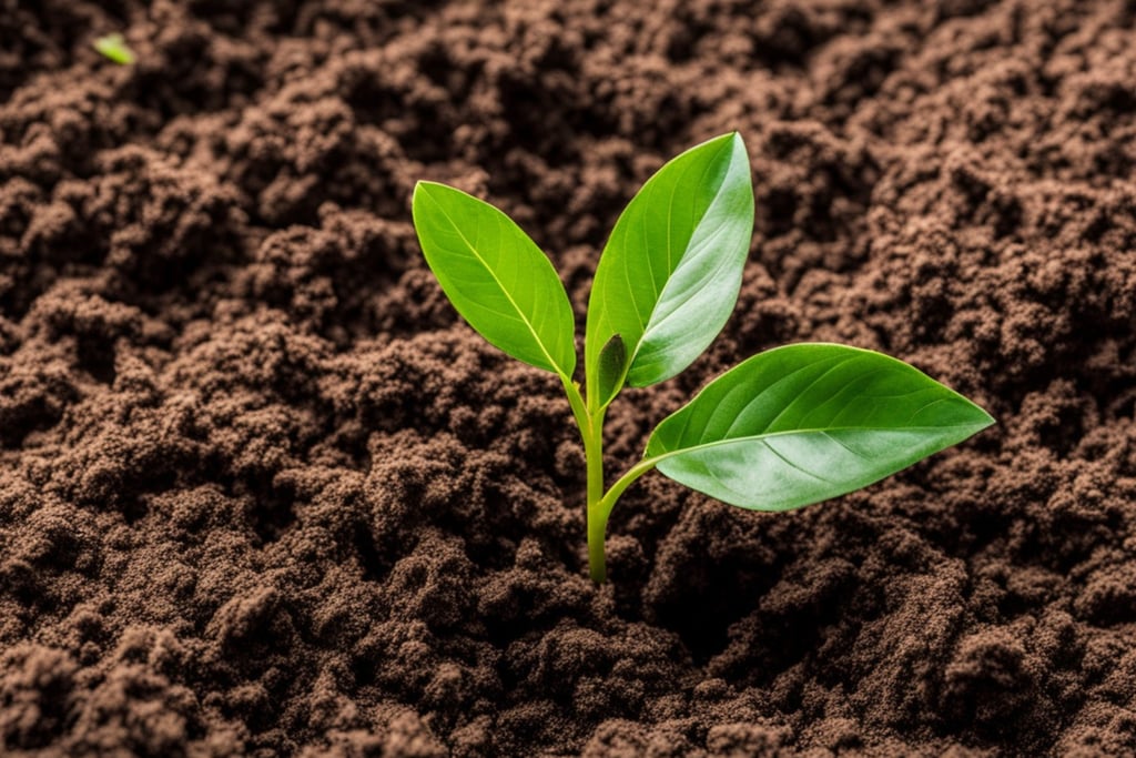 a plant growing out of the ground in a garden