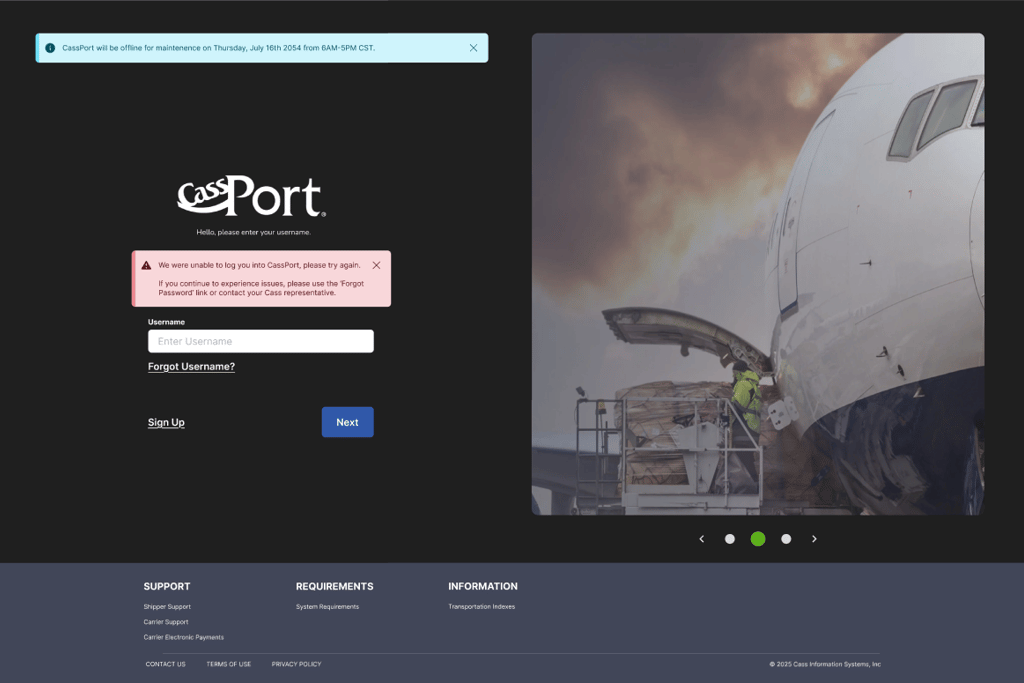 CassPort Maintenance and Failure messages