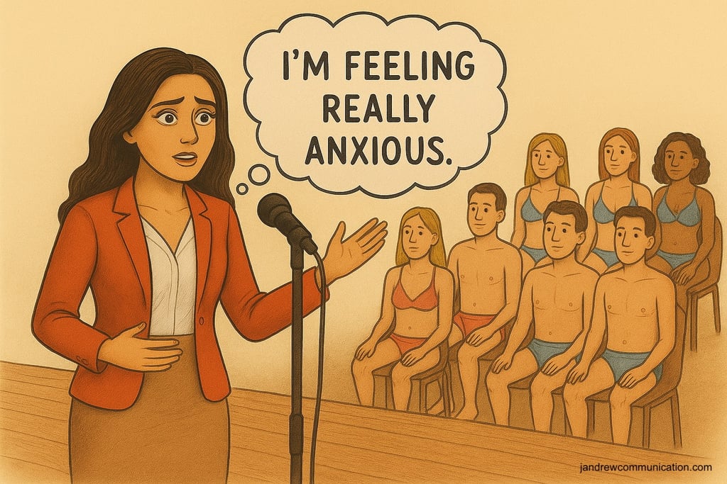 woman feeling anxious public speaking
