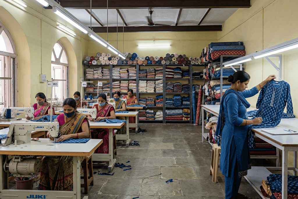 Small batch clothing manufacturer in Jaipur India producing custom garments for startup fashion brands