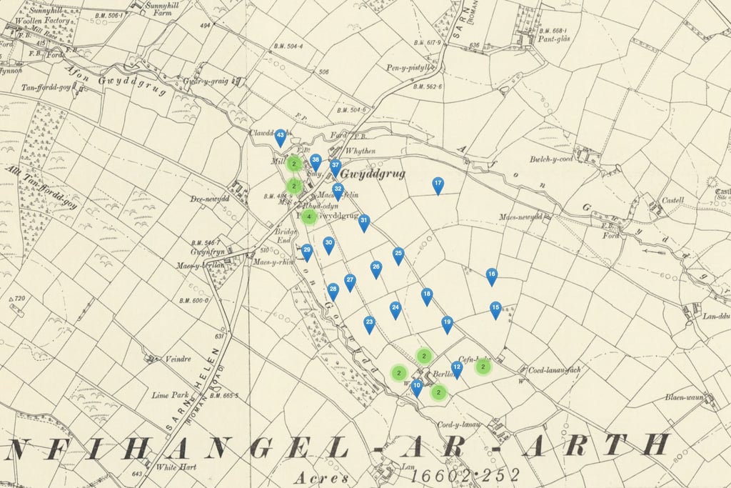 map showing the extent of Berllan tithe ownership