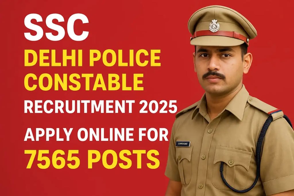 SSC Delhi Police constable Recruitment 2025 Apply Online For 7565 Posts and Police Man