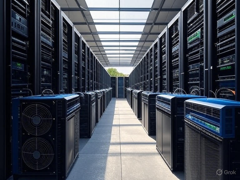 A computer data center with a corridor