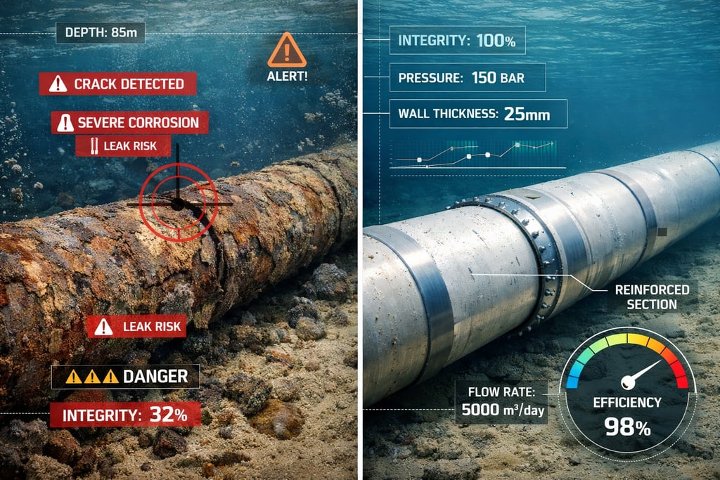 comparison of offshore pipeline before and after inspection