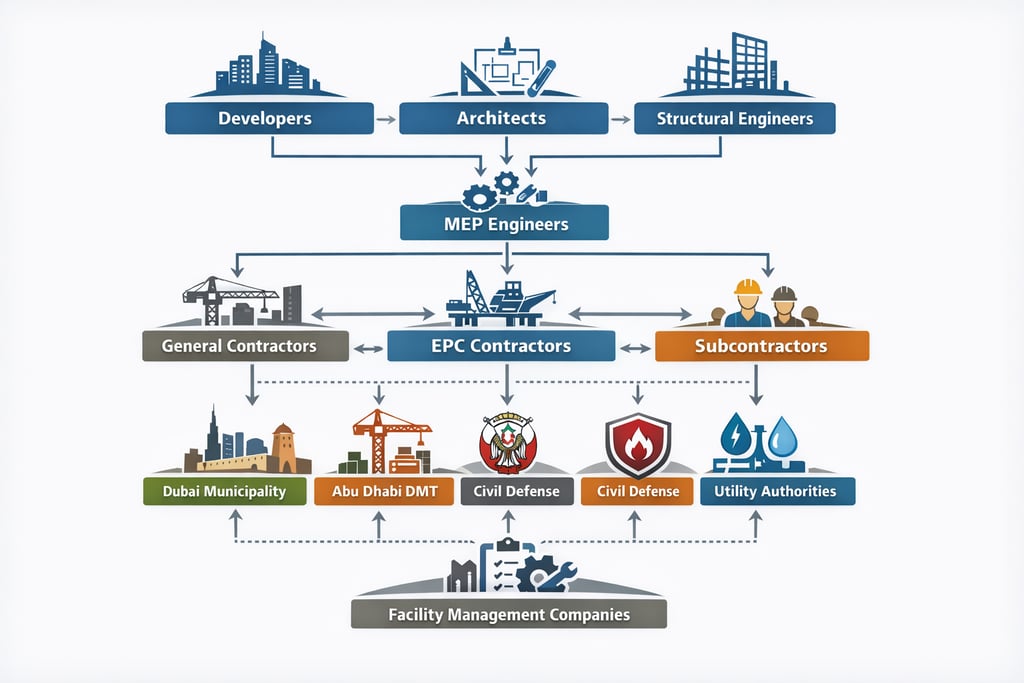 construction services ecosystem map in uae with regulatory workflow