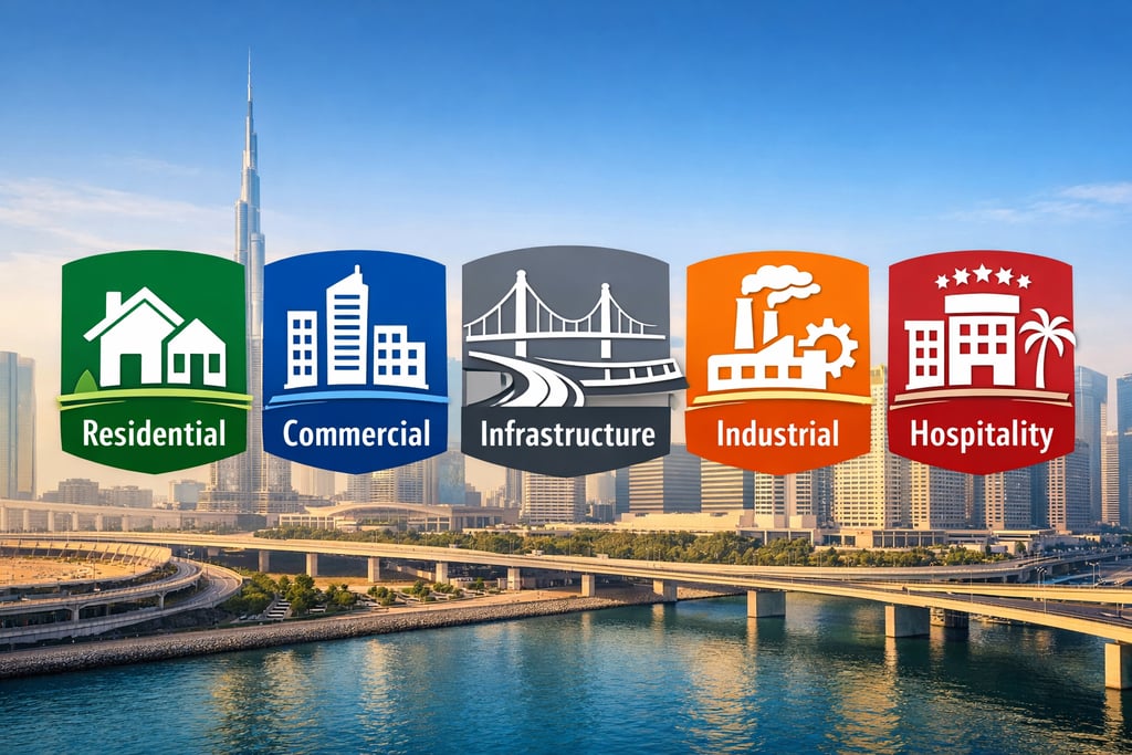 construction services in uae sectors including residential commercial infrastructure industrial and hospitality